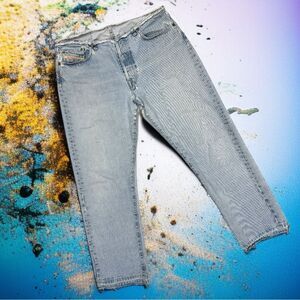Vintage 90’s Distressed Baggy Diesel Jeans Button Fly Light Blue Sz 30